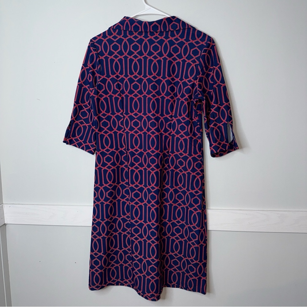 Jude Connally Navy, Pink & Red Geometric Midi Dress - Picture 6 of 6